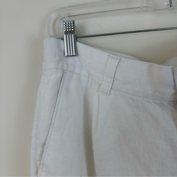 Lands' End White Linen High Waisted Elastic Waist Pants Size 6 - Picture 3 of 7